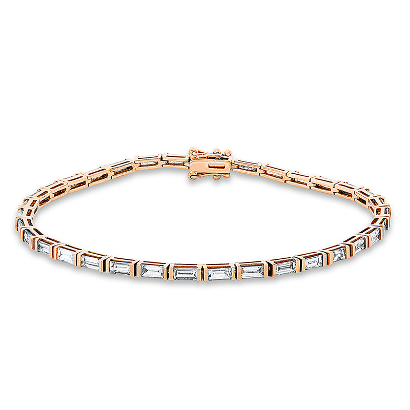 Armband 18 kt RG. 34 Baguette 3.43 ct. TW-si. L:18.0 cm