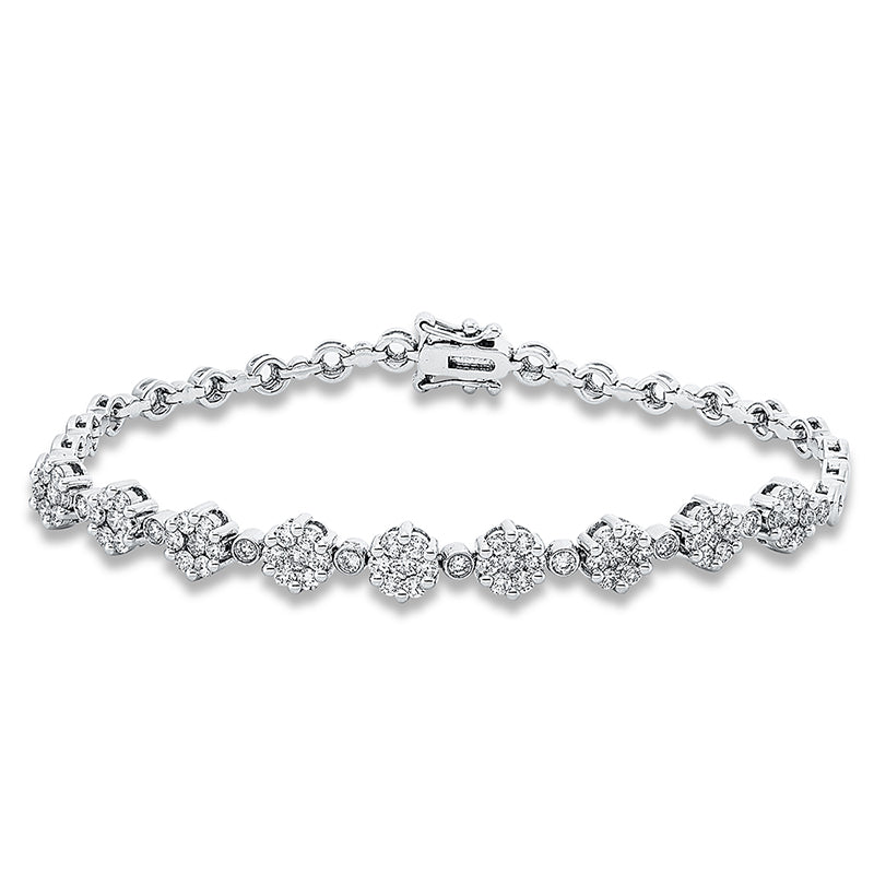 Armband 18 kt WG, 9 Brill. 0,40 ct, TW-si, 64 Brill. 1,22 ct, TW-si