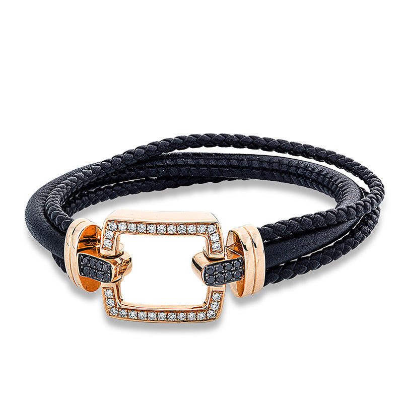 Armband 18 kt RG, Fassung teils schwarz rhodinie, 30 Brill. 0,43 ct, TW-vsi, 16 Brill. 0,28 ct, schwarz