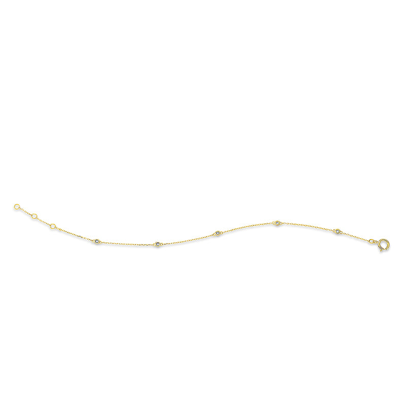 Armband 18 kt GG, mit ZÖ 16 cm + 17 cm, 5 Brill. 0,08 ct, TW-si