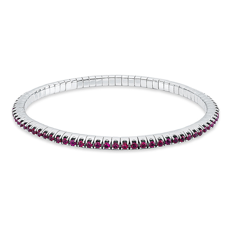 Armband 18 kt WG, Flex-Band, variabel, 81 Rubine 2,31 ct rot