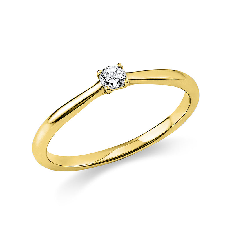 Ring 4er-Krappe 14 kt GG. 1 Brill. 0.10 ct. TW-si. Weite:50