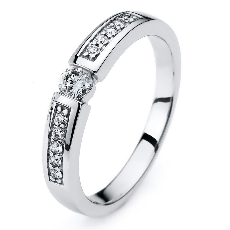 Ring 14 kt WG, 11 Brill. 0,29 ct, TW-si