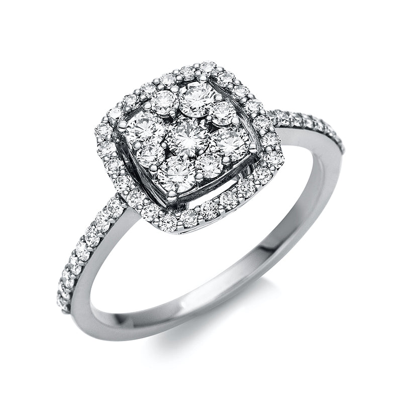 Ring 14 kt WG, 44 Brill. 0,39 ct, TW-si, 5 Brill. 0,31 ct, TW-si