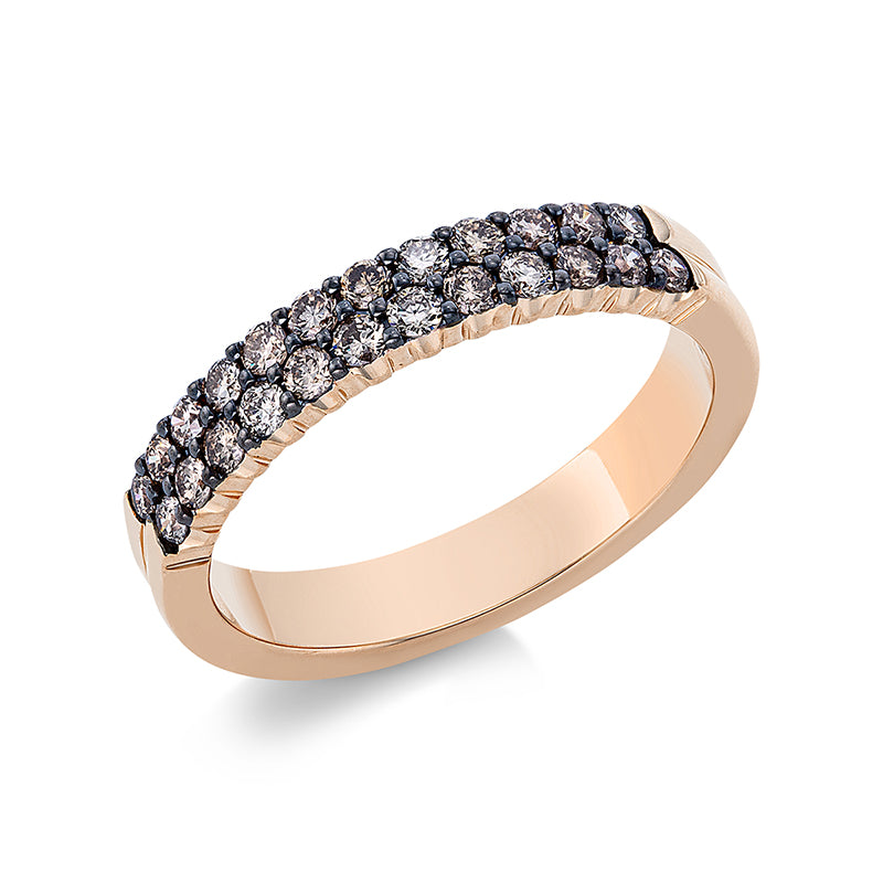 Ring 14 kt RG, schwarz rhodiniert, 24 Brill. 0,50 ct, braun