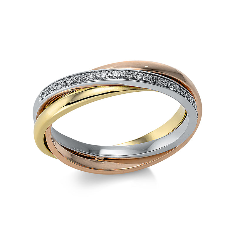 Ring 18 kt WG+GG+RG. 20 Brillanten 0.10 ct. TW-si. Weite:53