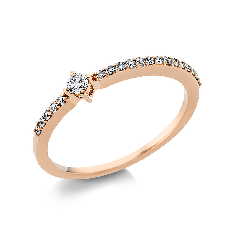 Ring 18 kt RG, 19 Brill. 0,12 ct, TW-vsi, 1 Brill. 0,06 ct, TW-vsi