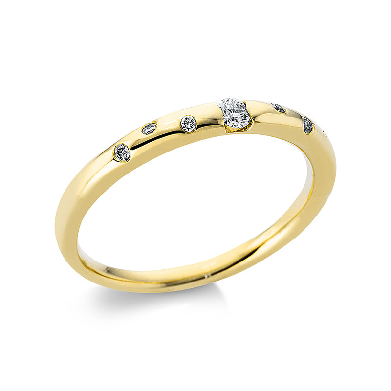 Ring 18 kt GG, 1 Brill. 0,06 ct, TW-si, 6 Brill. 0,04 ct, TW-si