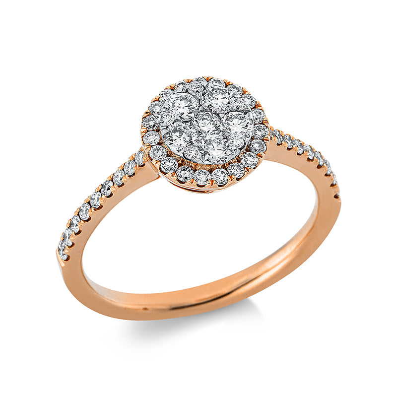 Ring 18 kt GG+WG. 4 Brillanten 0.05 ct. TW-si. 6 Brillanten 0.27 ct. TW-si. 38 Brillanten 0.25 ct. TW-si. Weite:53
