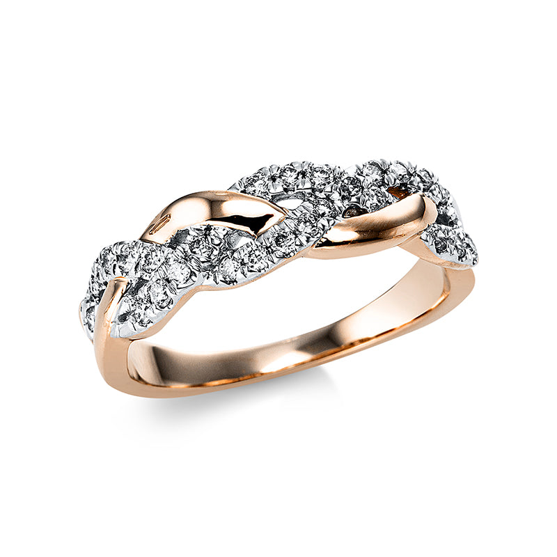 Ring 18 kt RG, 23 Brill. 0,28 ct, TW-si, 5 Brill. 0,05 ct, TW-si