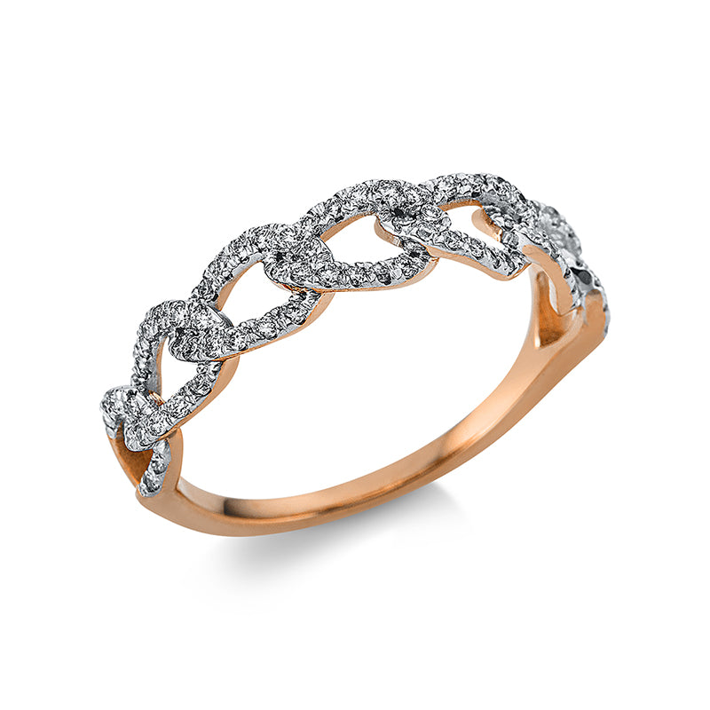Ring 18 kt RG, 44 Brill. 0,22 ct, TW-si, 28 Brill. 0,11 ct, TW-si