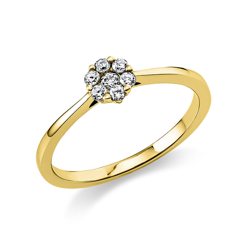 Ring 18 kt GG. 7 Brillanten 0.17 ct. TW-si. B:5.3 mm. Weite:60