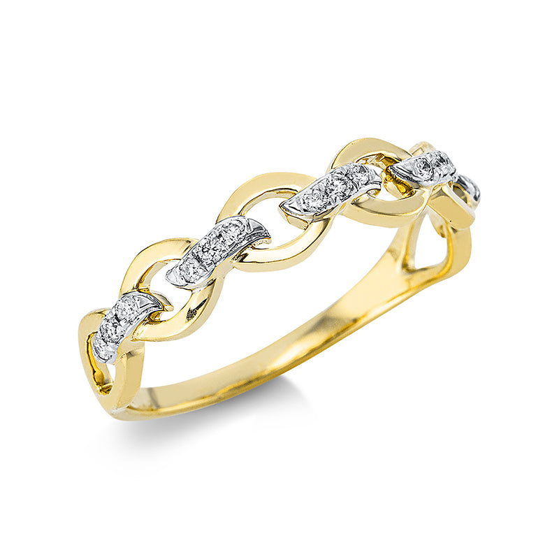 Ring 18 kt GG, 15 Brill. 0,10 ct, TW-si