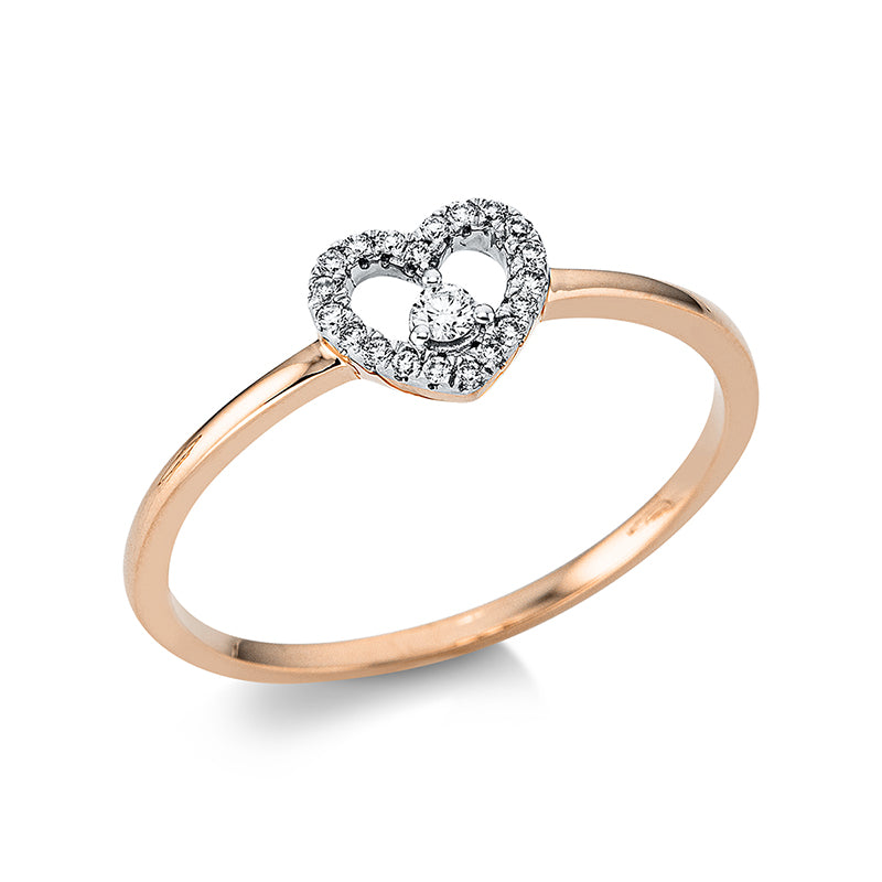 Ring 18 kt RG, 1 Brill. 0,03 ct, TW-si, 20 Brill. 0,06 ct, TW-si