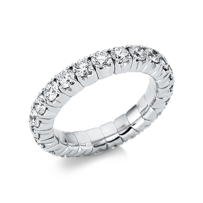 Ring 18 kt WG, Flex-Band, variabel, rhodinier, 23 Brill. 2,30 ct, TW-si