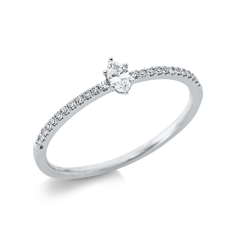 Ring 6er-Krappe 18 kt WG. 1 Navette 0.08 ct. TW-vsi. 24 Diamanten 0.07 ct. W-si. Weite:53