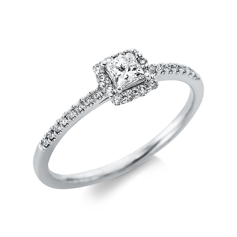 Ring 18 kt WG, 1 Princ. 0,18 ct, TW-si, 28 Brill. 0,14 ct, TW-si