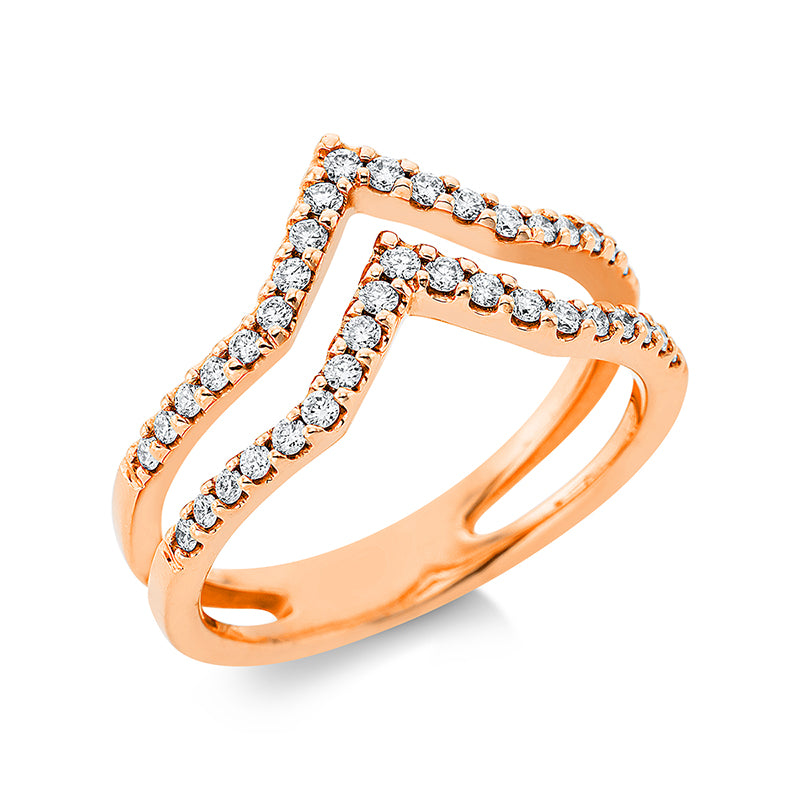 Ring 18 kt RG, 18 Brill. 0,16 ct, TW-vsi, 20 Brill. 0,14 ct, TW-vsi