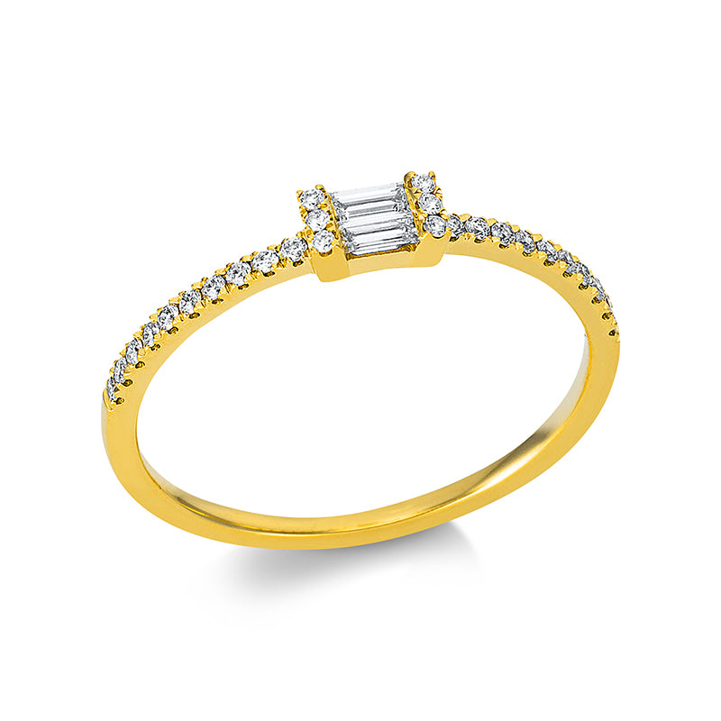 Ring 18 kt GG, 2 Bag. 0,08 ct, TW-si, 26 Brill. 0,11 ct, TW-si