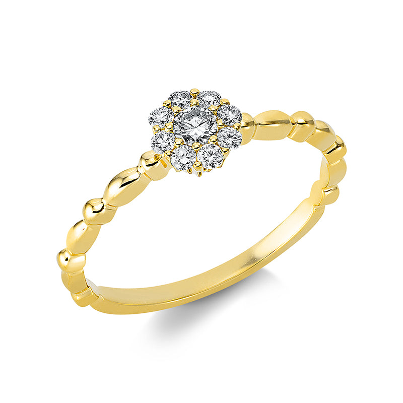 Ring 18 kt GG, 9 Brill. 0,22 ct, TW-si