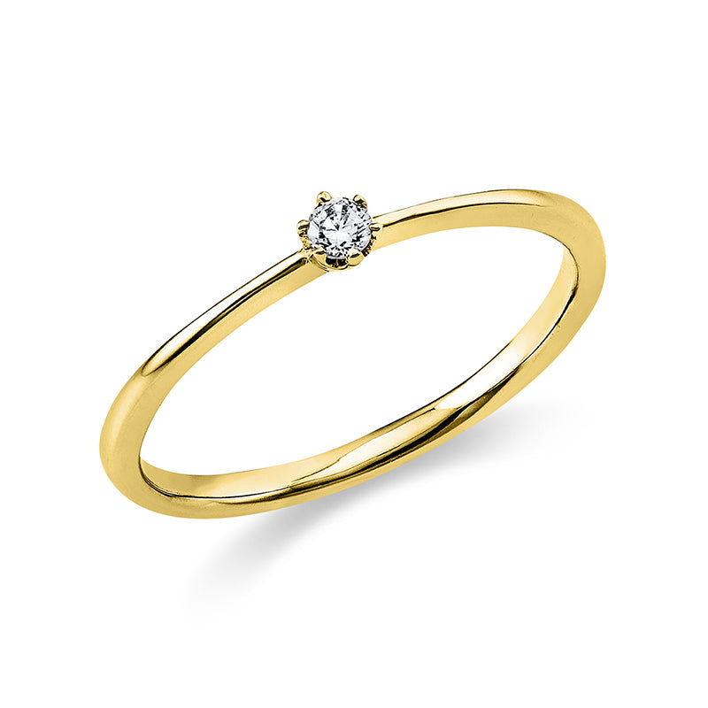 Ring 6er-Krappe 18 kt GG. 1 Brill. 0.05 ct. TW-si. B:1.7 mm. Weite:54