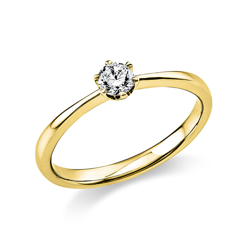 Ring 6er-Krappe 14 kt GG. 1 Brill. 0.20 ct. TW-si. Weite:56