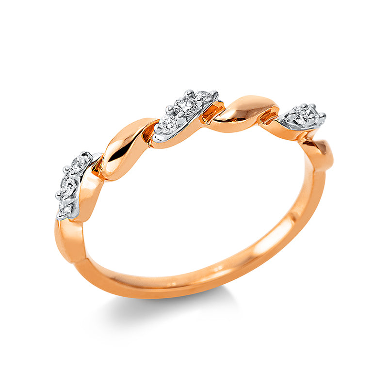 Ring 18 kt RG, 9 Brill. 0,12 ct, TW-si
