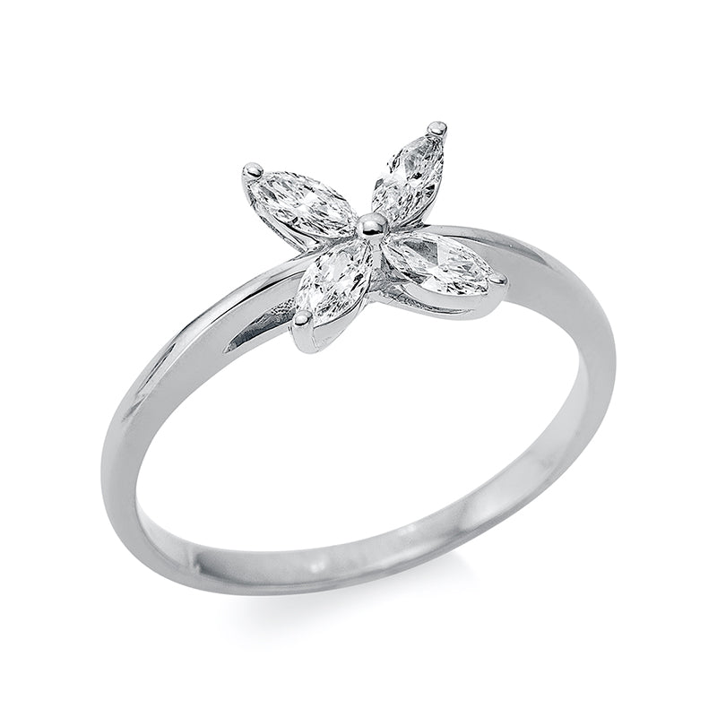 Ring 18 kt WG. 4 Navette 0.31 ct. TW-si. Weite:54