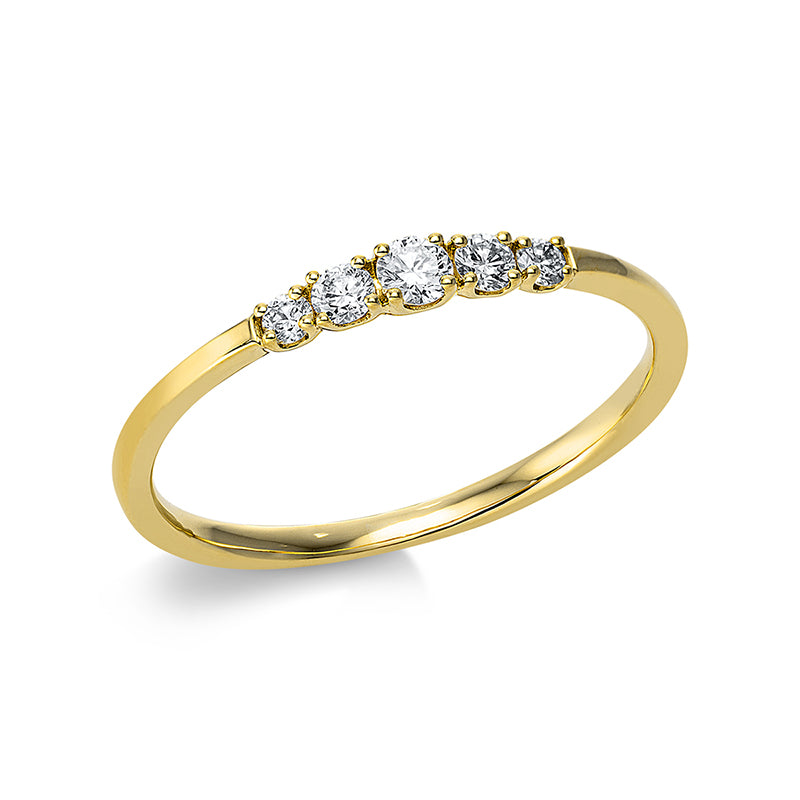 Ring 18 kt GG. 2 Brillanten 0.04 ct. TW-si. 1 Brill. 0.05 ct. TW-si. 2 Brillanten 0.07 ct. TW-si. Weite:53