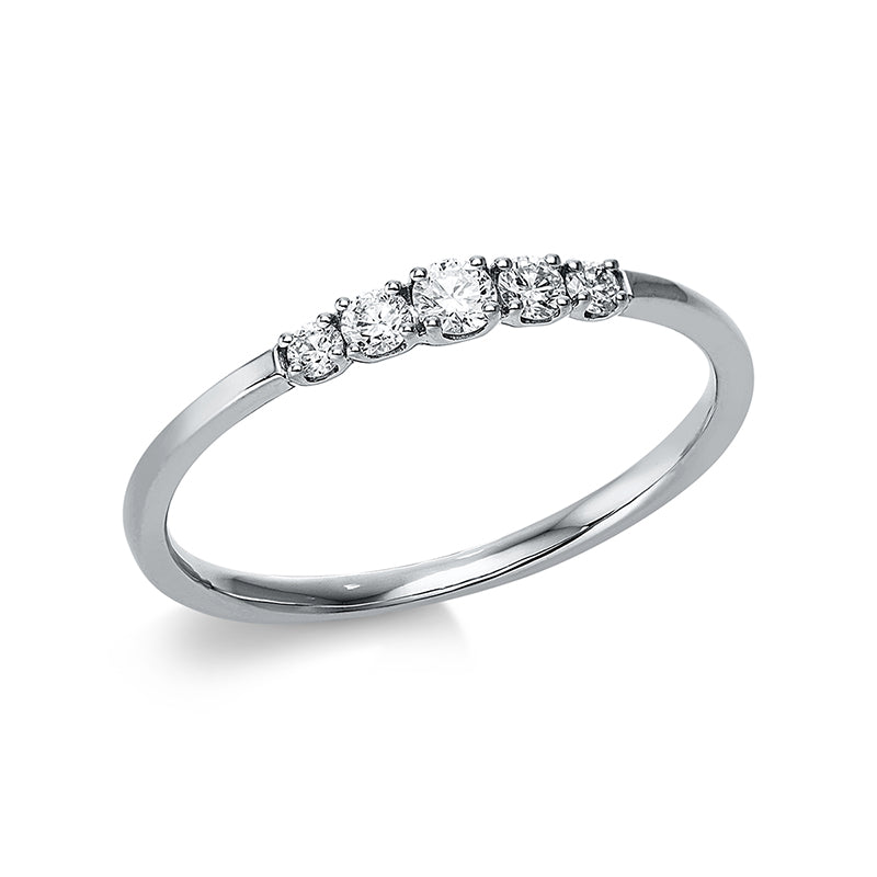 Ring 18 kt WG, 2 Brill. 0,07 ct, TW-si, 1 Brill. 0,05 ct, TW-si, 2 Brill. 0,04 ct, TW-si