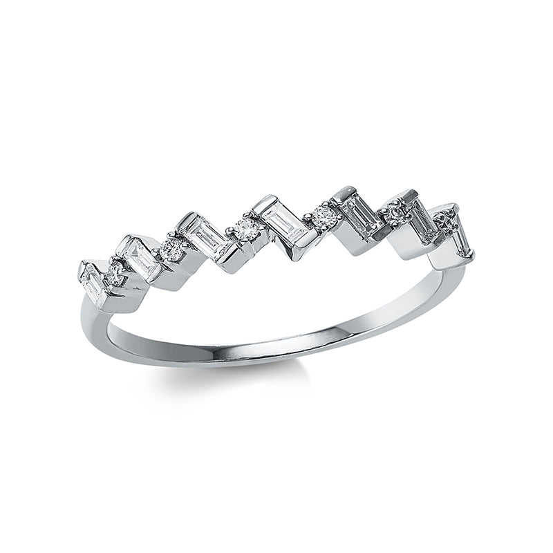Ring 18 kt WG. 7 Trapeze 0.17 ct. TW-si. 6 Brillanten 0.05 ct. TW-si. Weite:53