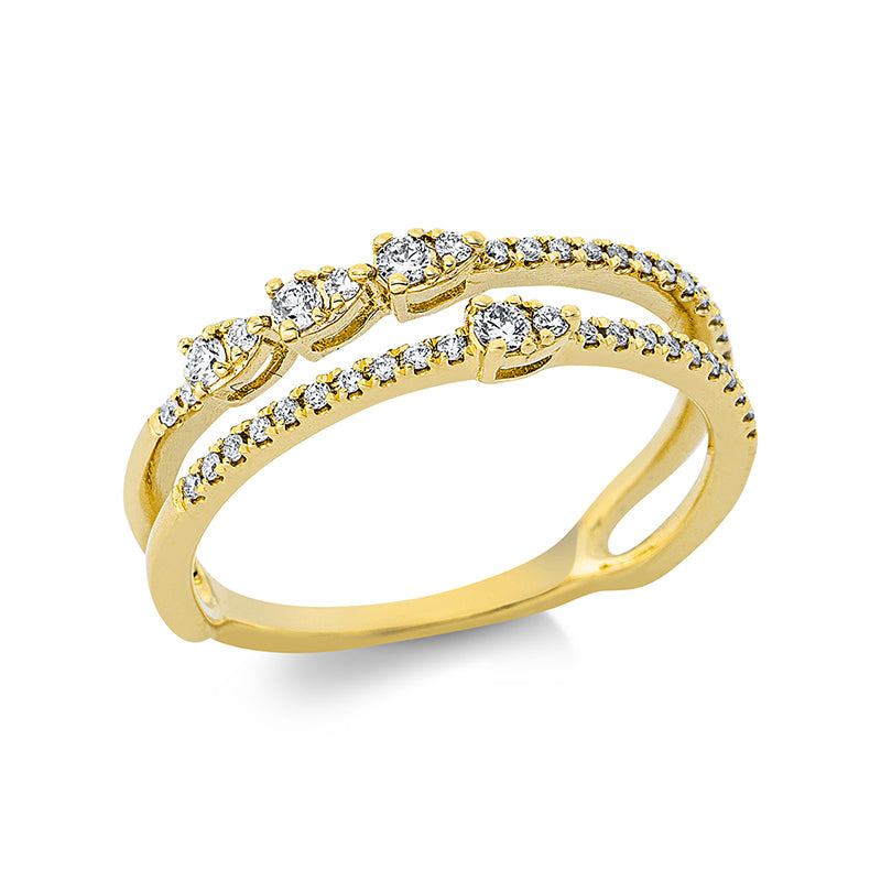 Ring 18 kt GG. 4 Brillanten 0.08 ct. TW-pi. 38 Brillanten 0.12 ct. TW-pi. B:4.9 mm. Weite:53