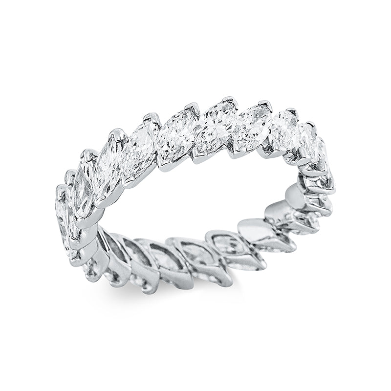 Ring 18 kt WG. 21 Navette 2.94 ct. D-vvs/vs. Weite:51