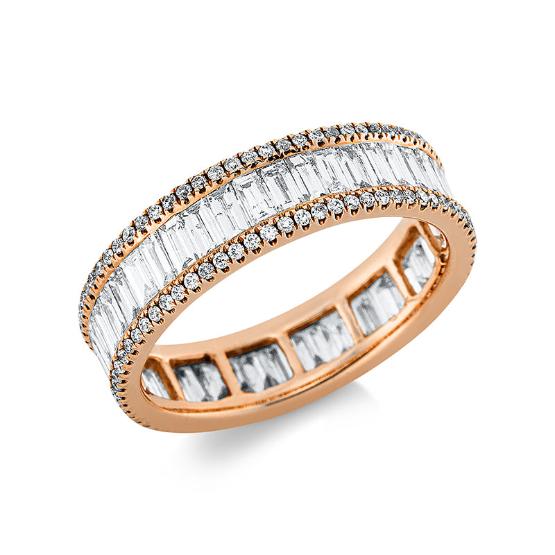 Ring 18 kt RG, 41 Bag. 1,85 ct, TW-si, 136 Brill. 0,36 ct, TW-si