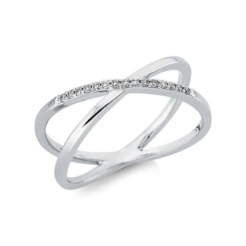 Ring 18 kt WG. 15 Brillanten 0.07 ct. TW-si. Weite:54