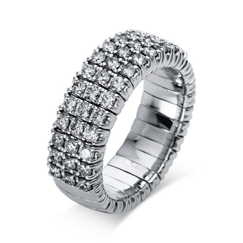 Ring 18 kt WG, Flex-Band, variabel, rhodinier, 39 Brill. 1,00 ct, TW-si