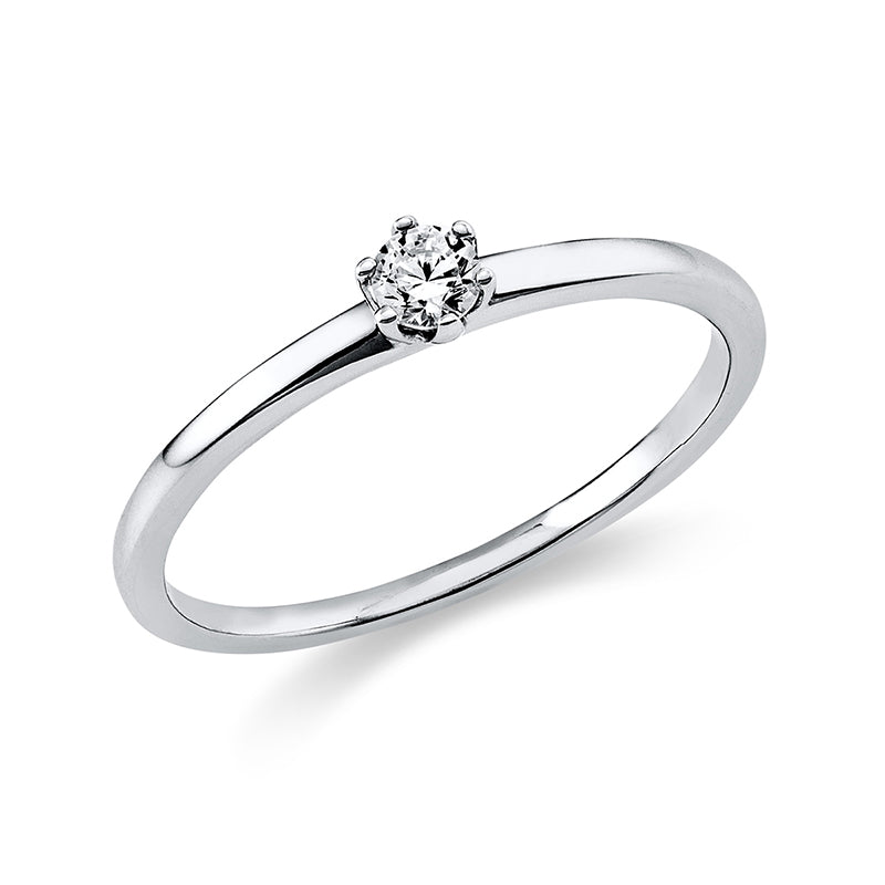 Ring 6er-Krappe 14 kt WG. 1 Brill. 0.10 ct. TW-si. B:1.4 mm. Weite:54