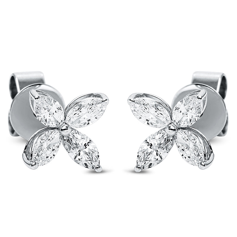 Ohrstecker 18 kt WG, 8 Nav. 0,83 ct, TW-si